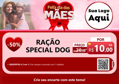 Modelo de Cartaz para Cartaz A4 Horizontal com o tema Feliz Dia Das Mães para Pet Shop
