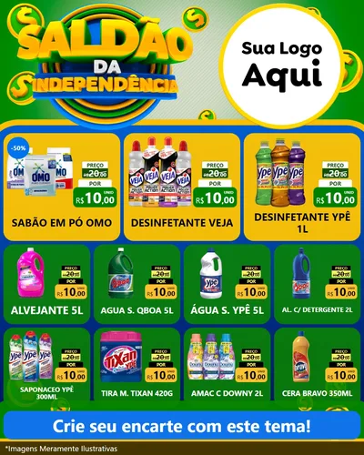 Modelo de Rede Social para Feed Instagram com o tema Saldão da Indepêndencia para Produtos de Limpeza
