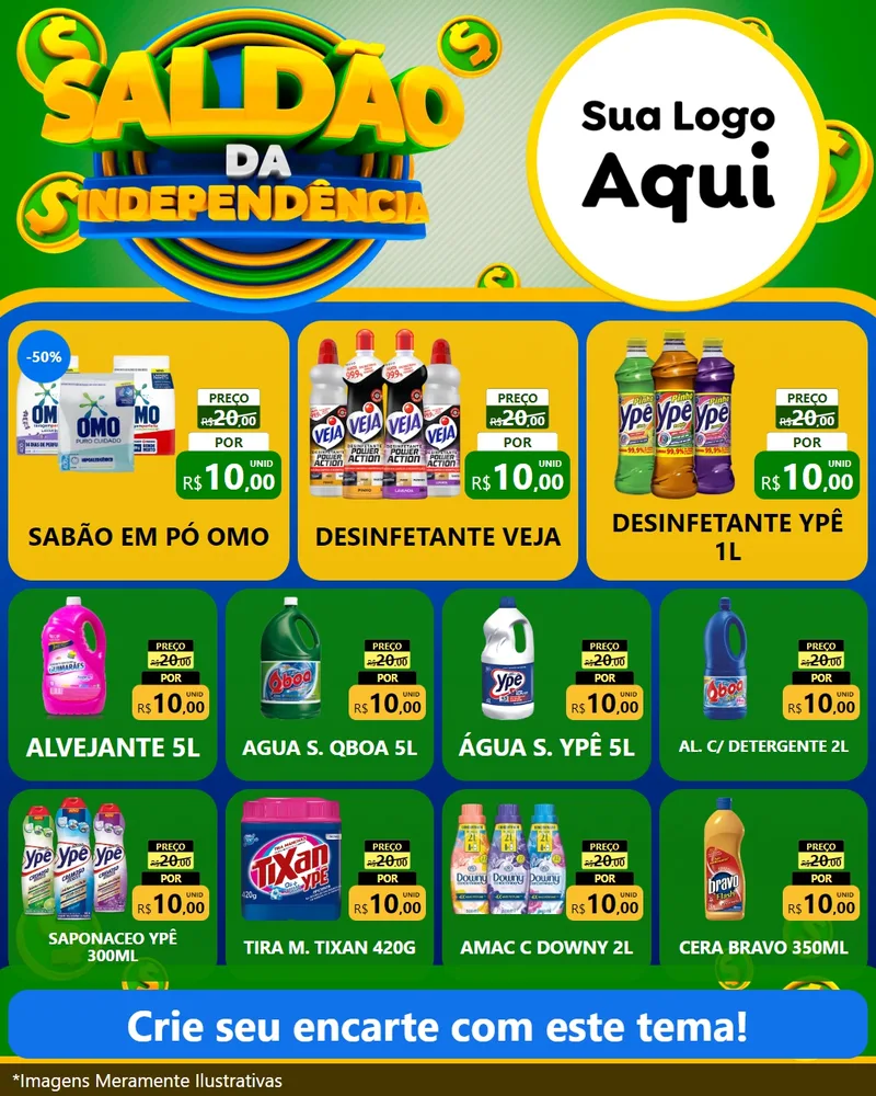 Modelo de Rede Social para Feed Instagram com o tema Saldão da Indepêndencia para Produtos de Limpeza