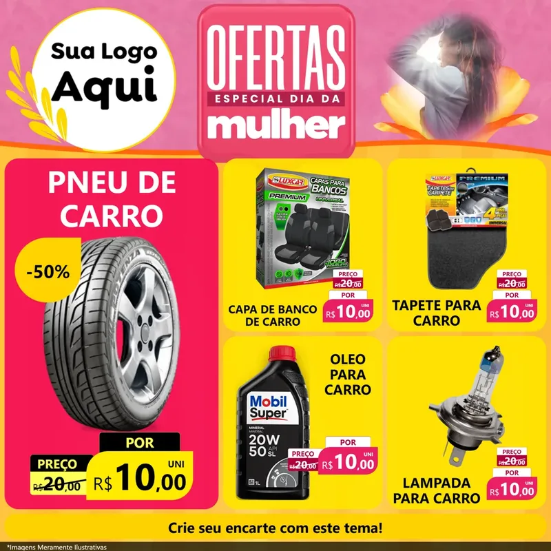 Modelo de Rede Social para Feed Facebook com o tema Ofertas - Especial Dia Das Mulheres para Auto peças