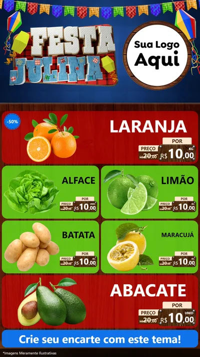 Modelo de TV para TV Vertical com o tema Festa Julina para Hortifrúti