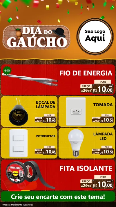 Modelo de TV para TV Vertical com o tema Dia do Gaúcho para Materiais Elétricos