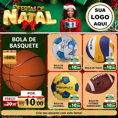 Modelo de Rede Social para Feed Facebook com o tema Ofertas de Natal para Artigos Esportivos