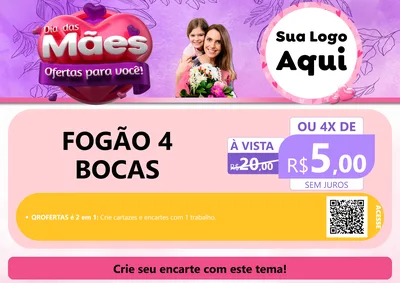 Modelo de Cartaz para Cartaz A4 Horizontal com o tema Dia das Mães Ofertas para Você! para Móveis e Eletro