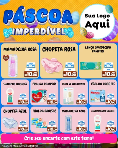 Modelo de Rede Social para Feed Instagram com o tema Páscoa Imperdível para Bebês