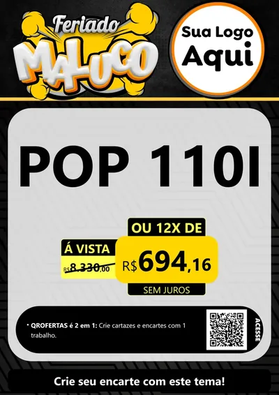Modelo de Cartaz para Cartaz A4 Vertical com o tema Feriado Maluco para Concessionaria de Motos
