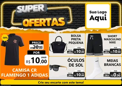 Modelo de Encarte para Encarte A4 Horizontal com o tema Super Ofertas para Roupas e acessórios