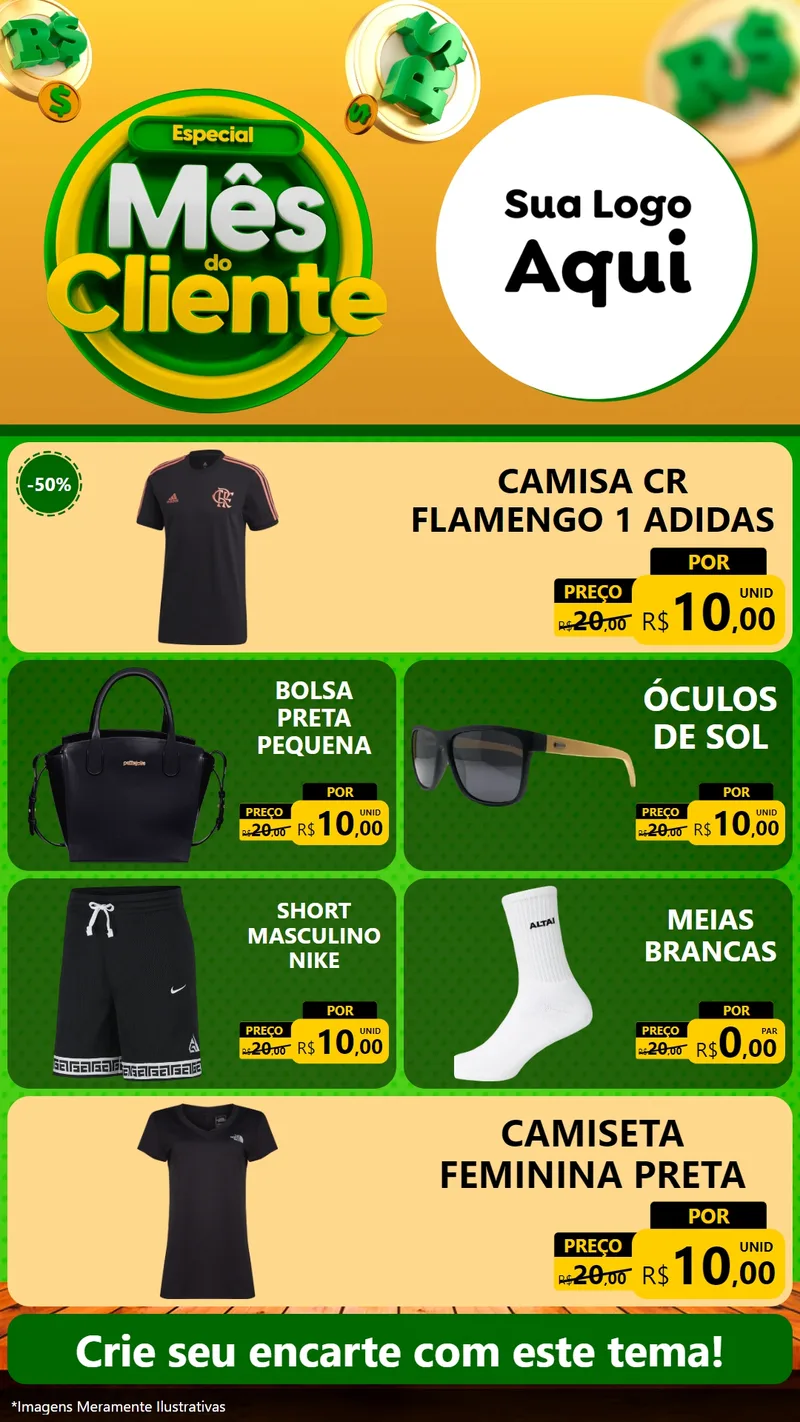 Modelo de TV para TV Vertical com o tema Especial Mês do Cliente para Roupas e acessórios