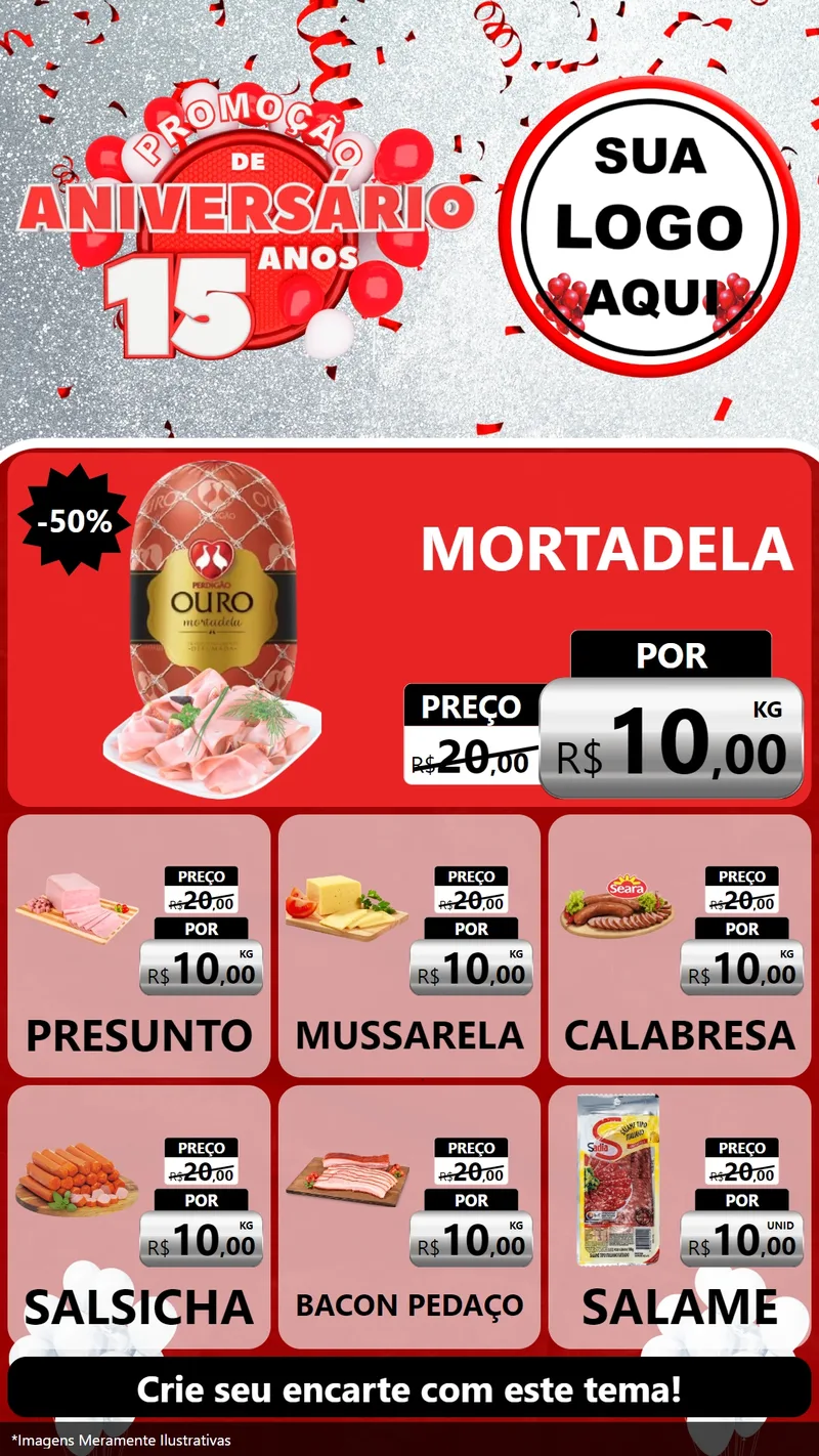 Modelo de Rede Social para Stories com o tema Promoção de Aniversário - 15 Anos para Frios e Laticínios