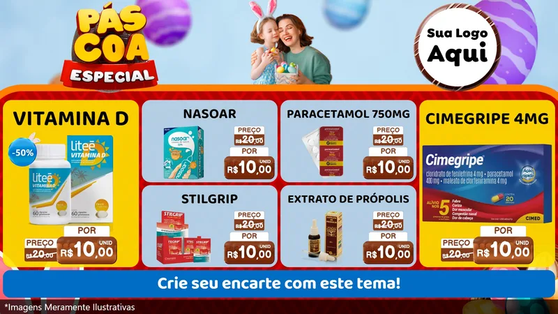 Modelo de TV para TV Horizontal com o tema Páscoa Especial para Farmácia
