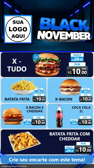 Modelo de TV para TV Vertical com o tema Black November para Hamburgueria