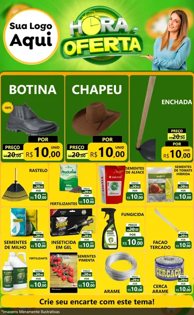 Modelo de Encarte para Encarte Grande com o tema Hora da Oferta para Agropecuária