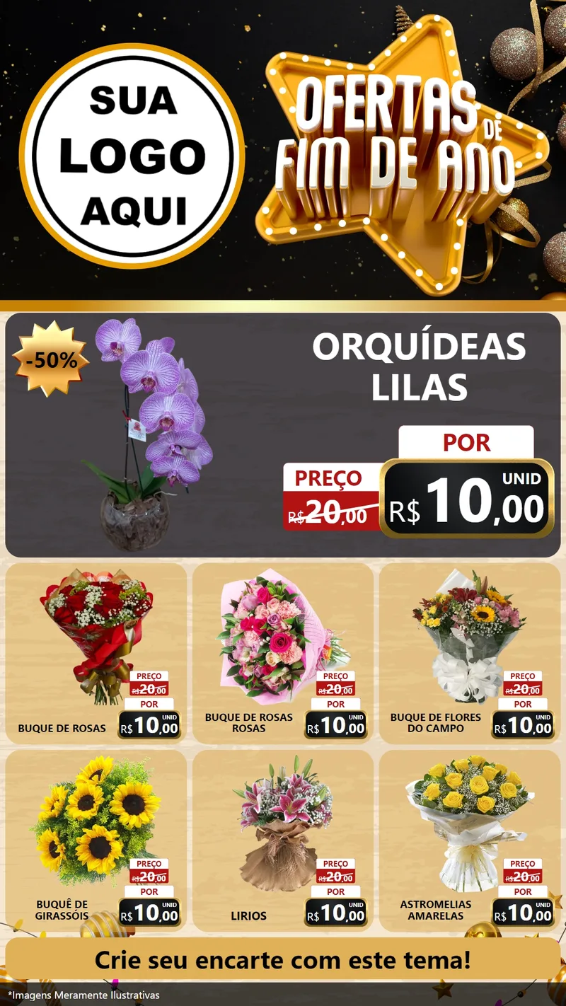 Modelo de Rede Social para Stories com o tema Ofertas de Fim de Ano para Floricultura e jardim