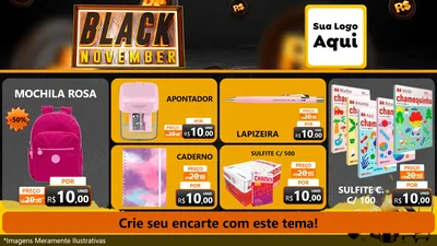 Modelo de TV para TV Horizontal com o tema Black November para Papelaria