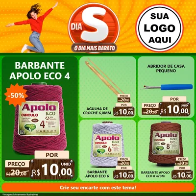 Modelo de Rede Social para Feed Facebook com o tema Dia S - O Dia Mais Barato para Armarinho e Aviamentos
