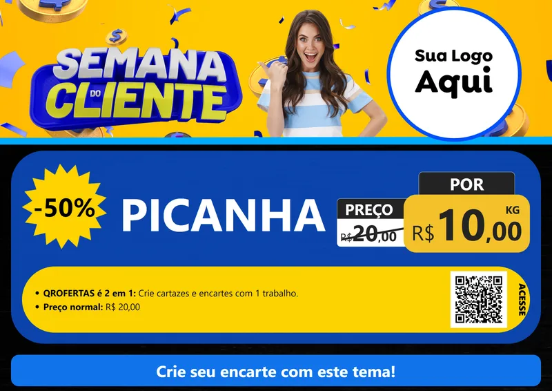 Modelo de Cartaz para Cartaz A4 Horizontal com o tema Semana do Cliente para Açougue
