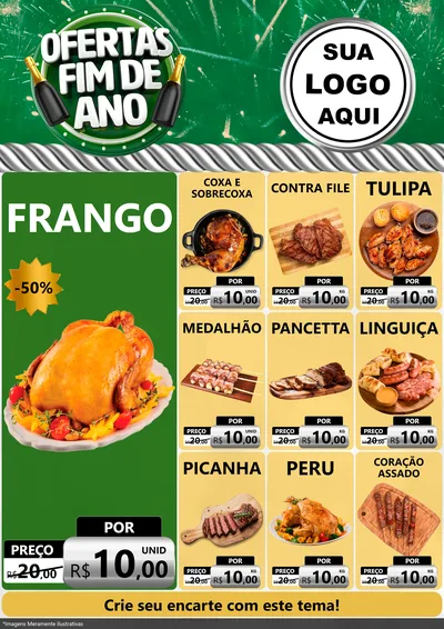 Modelo de Encarte para Encarte A4 Vertical com o tema Ofertas Fim de Ano para Assados