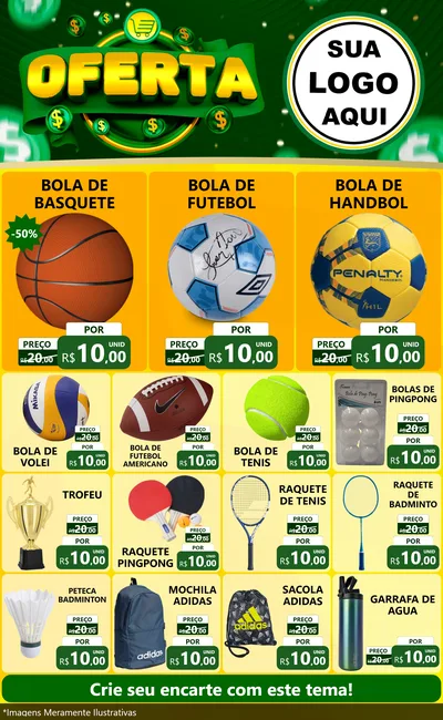 Modelo de Encarte para Encarte Grande com o tema Oferta para Artigos Esportivos
