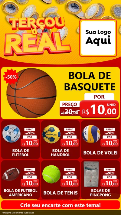 Modelo de Rede Social para Stories com o tema Terçou do Real para Artigos Esportivos