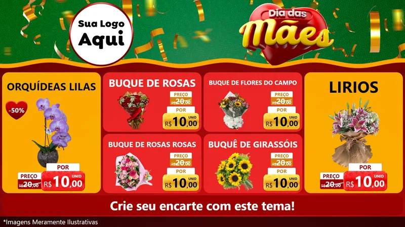 Modelo de TV para TV Horizontal com o tema Dia das Mães para Floricultura e jardim