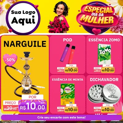 Modelo de Rede Social para Feed Facebook com o tema Especial Dia da Mulher para Tabacaria