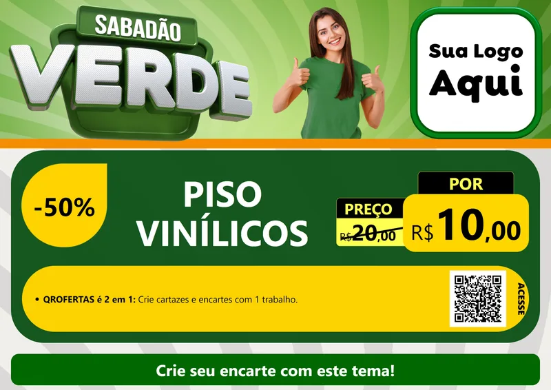 Modelo de Cartaz para Cartaz A4 Horizontal com o tema Sabadão Verde para Material para Construção