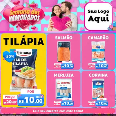 Modelo de Rede Social para Feed Facebook com o tema Semana dos Namorados para Peixaria