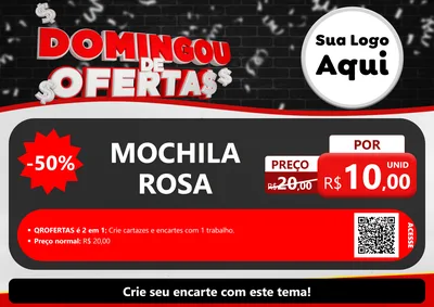 Modelo de Cartaz para Cartaz A4 Horizontal com o tema Domingou de Ofertas para Papelaria