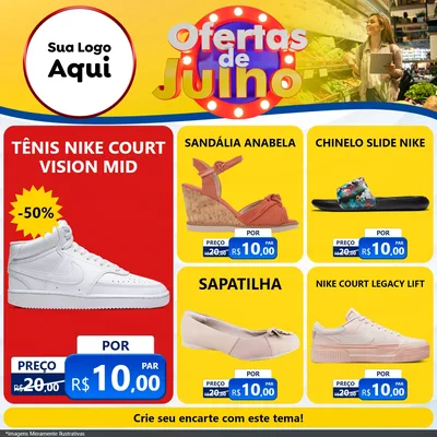 Modelo de Rede Social para Feed Facebook com o tema Ofertas de Julho para Calçados