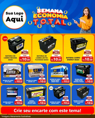 Modelo de Rede Social para Feed Instagram com o tema Semana Economia Total para Baterias Elétricas