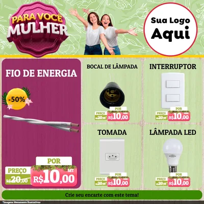 Modelo de Rede Social para Feed Facebook com o tema Para Você Mulher para Materiais Elétricos