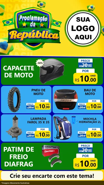 Modelo de TV para TV Vertical com o tema Proclamação da República para Moto peças