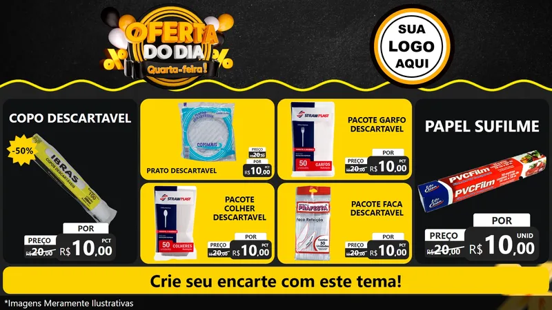 Modelo de TV para TV Horizontal com o tema Oferta do Dia - Quarta Feira! para Embalagens