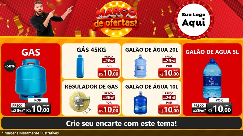 Modelo de TV para TV Horizontal com o tema Março de Ofertas! para Água e gás