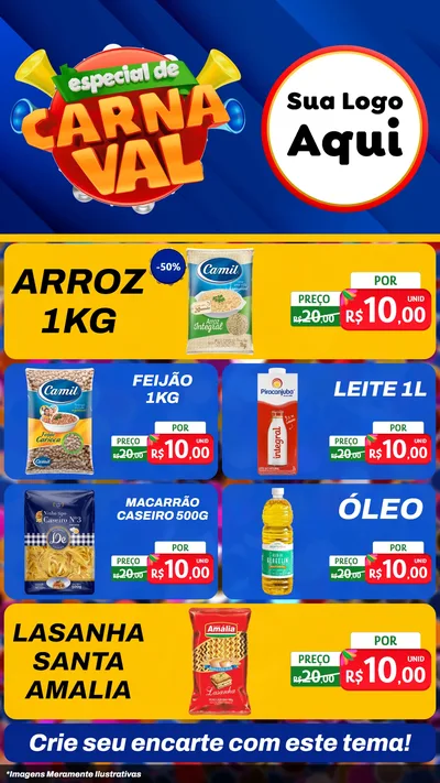Modelo de TV para TV Vertical com o tema Especial de Carnaval para Supermercado