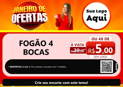 Modelo de Cartaz para Cartaz A4 Horizontal com o tema Janeiro de Ofertas para Móveis e Eletro