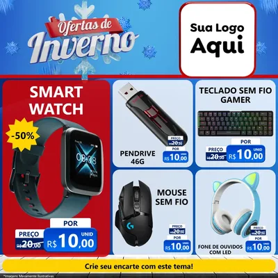 Modelo de Rede Social para Feed Facebook com o tema Ofertas de Inverno para Informática