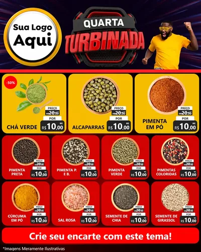 Modelo de Rede Social para Feed Instagram com o tema Quarta Turbinada para Produtos Naturais