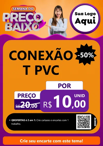 Modelo de Cartaz para Cartaz A4 Vertical com o tema Semana do Preço Baixo para Tubos e conexões