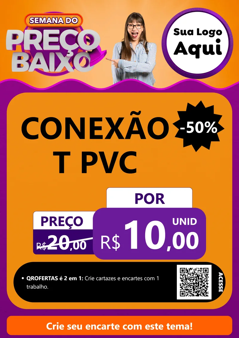 Modelo de Cartaz para Cartaz A4 Vertical com o tema Semana do Preço Baixo para Tubos e conexões