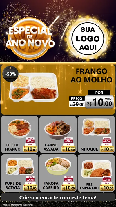 Modelo de Rede Social para Stories com o tema Especial de Ano Novo para Restaurante
