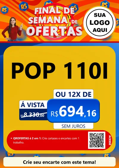 Modelo de Cartaz para Cartaz A4 Vertical com o tema Final de Semana de Ofertas para Concessionaria de Motos