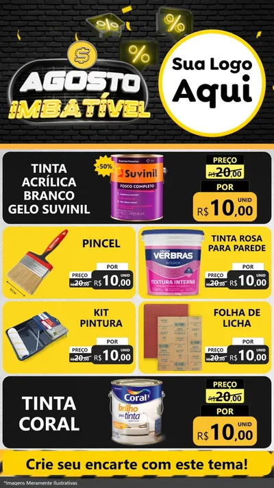 Modelo de TV para TV Vertical com o tema Agosto Imbatível para Tintas e Ferramentas
