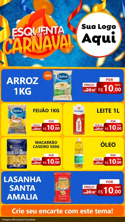 Modelo de TV para TV Vertical com o tema Esquenta de Carnaval para Supermercado
