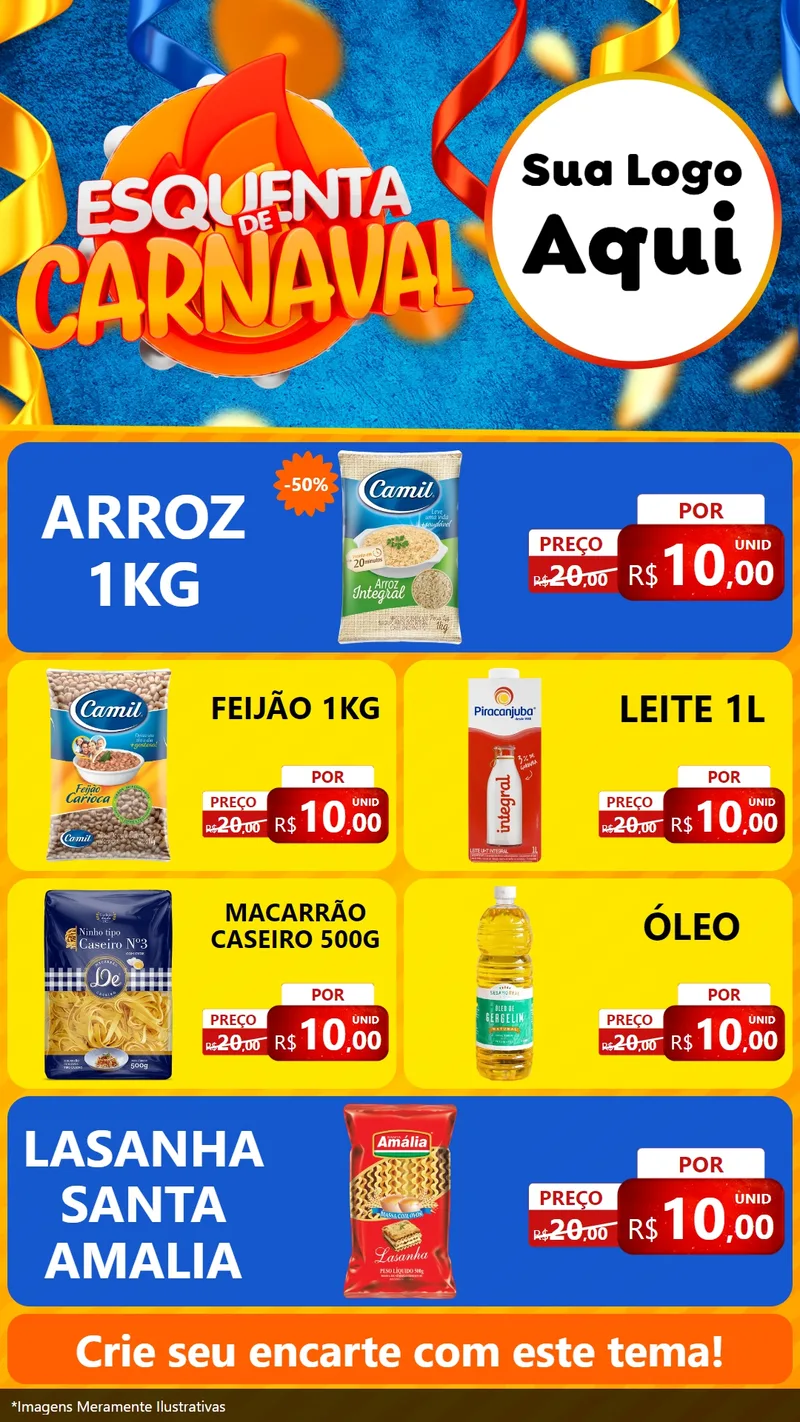 Modelo de TV para TV Vertical com o tema Esquenta de Carnaval para Supermercado