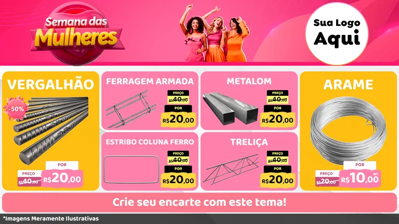 Modelo de TV para TV Horizontal com o tema Semana das Mulheres para Ferragens