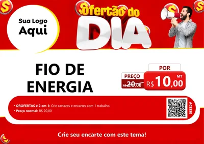 Modelo de Cartaz para Cartaz A4 Horizontal com o tema Ofertão do dia para Materiais Elétricos