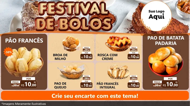 Modelo de TV para TV Horizontal com o tema Festival de Bolos para Padaria