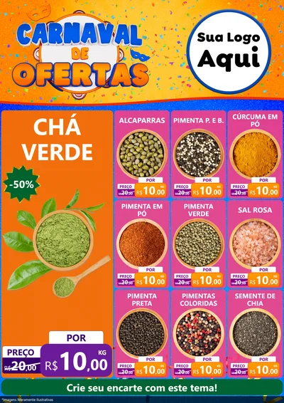 Modelo de Encarte para Encarte A4 Vertical com o tema Carnaval de Ofertas para Produtos Naturais