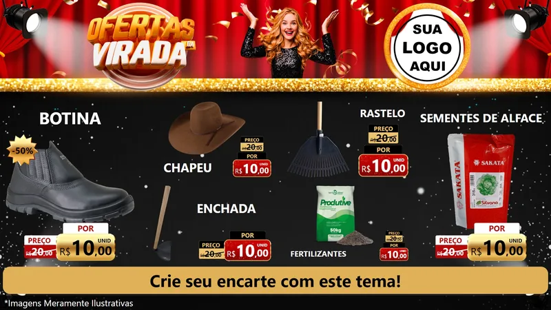 Modelo de TV para TV Horizontal com o tema Ofertas da Virada para Agropecuária